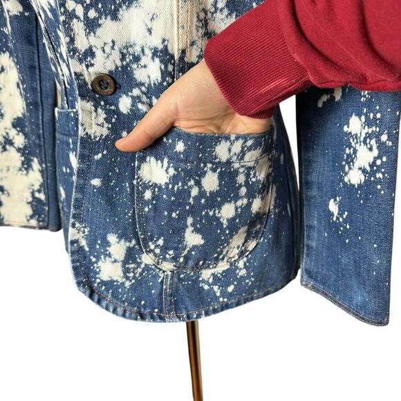 Vintage Wrangler Bleached Denim Blazer Jacket S | Western Grunge Streetwear - Picture 5 of 8